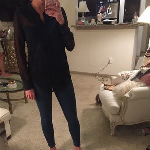 Navy Long Sleeve Button-up Shirt